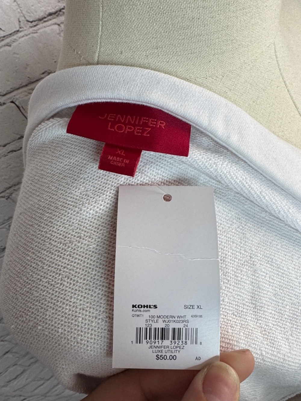 Jennifer Lopez White Off-Shoulder Snap-Trim Cropped Sweatshirt XL - Picture 7 of 8